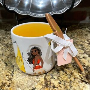 Magenta Disney Princess Mohana coffee mug and figural stir stick - Brand new!